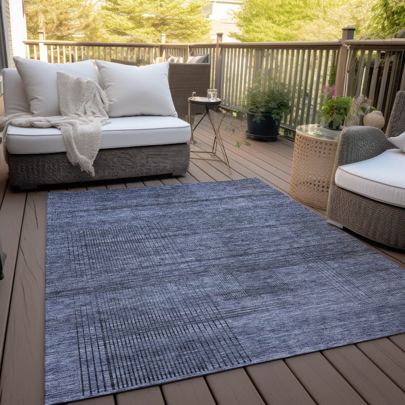 Machine Washable Indoor/ Outdoor Chantille Contemporary Imprints Rug - Navy - 3' x 5'