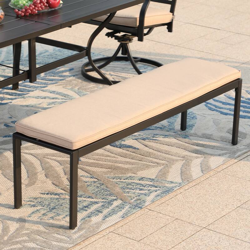 MAISON ARTS 6-Piece Patio Dining set with 1 Rectangle Steel Table, 2 Swivel Chairs, 2 Stackable Chairs and 1 Bench