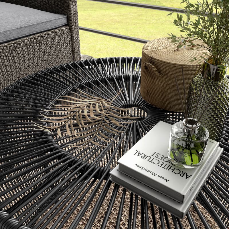 Alia Coastal Natural 22-inch Boho Outdoor Patio Rattan Outdoor Round Coffee Table by M&L Co.