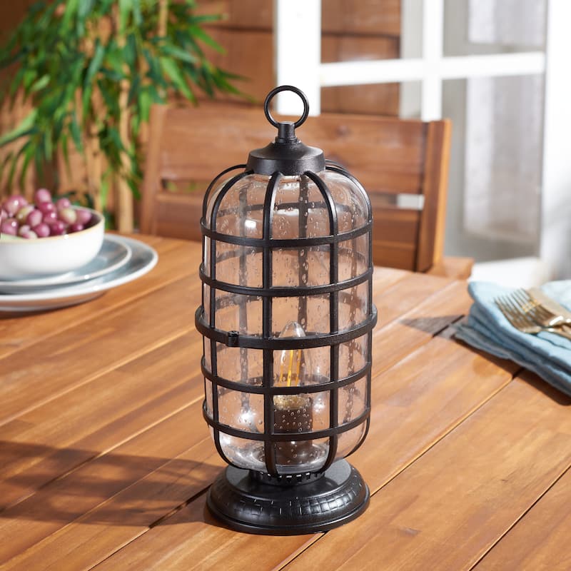 SAFAVIEH Lighting Gudlin 6" Modern & Contemporary Outdoor Table Lamp - 6" W x 6" D x 13" H - 6Wx6Dx13H
