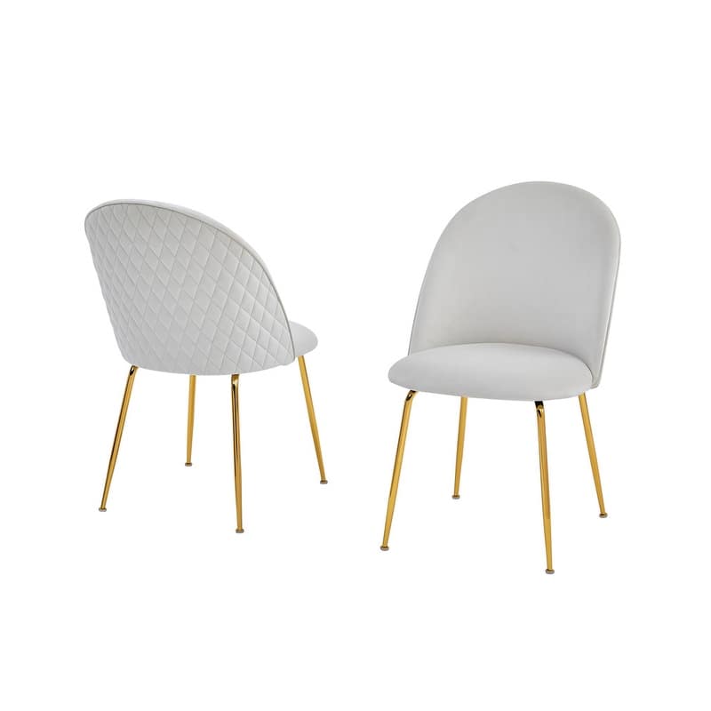 Best Quality Furniture Velvet Chrome Iron Base Dining Chairs (Set of 2) - N/A