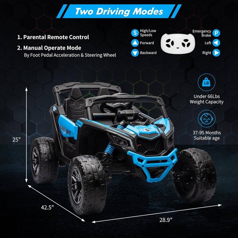 12V Licensed Can-Am Electric Off-Road Utv Car for Kids