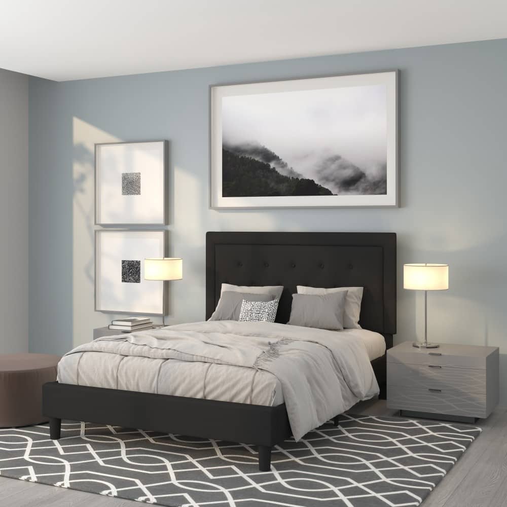 Panel Tufted Upholstered Platform Bed