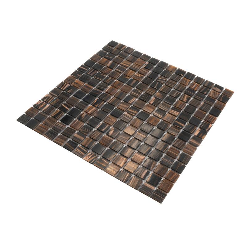 Apollo tile 12" x 12" Mingles Glossy Dark Brown Glass Tile (20 sq ft/case) - 20 Pack