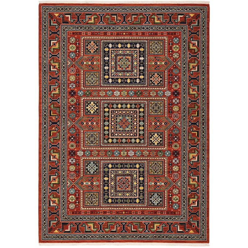 Style Haven Leander Nomadic Medallion Fringed Wool Blend Area Rug