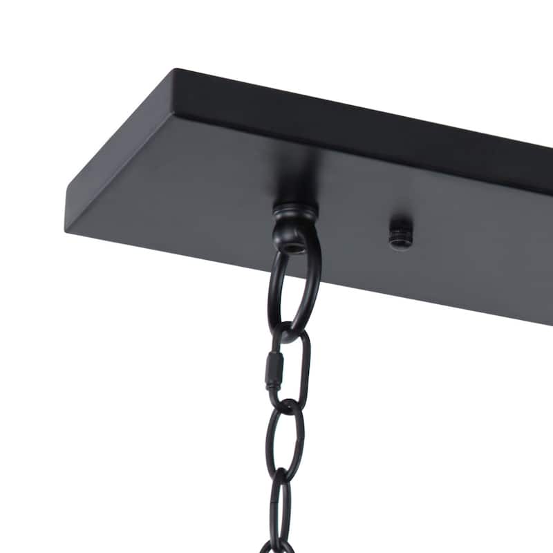 6-Lights Farmhouse Metal Frame Kitchen Island Lights - 48.5" D× 16.2" W× 86.6" H(Adjustable)