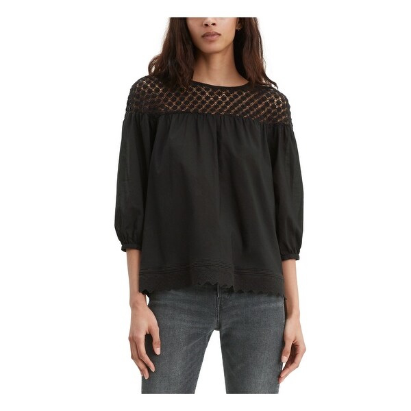 LEVIS Womens Black Short Sleeve Jewel Neck Top Size S. Opens flyout.