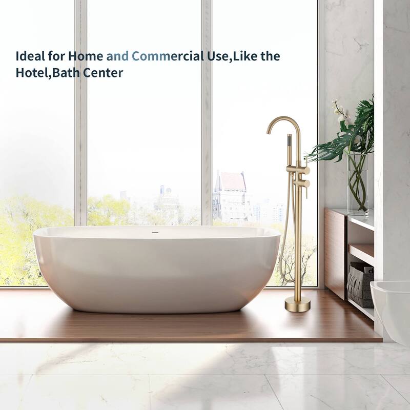 OS01020 Single Handle Floor Mounted Gooseneck Freestanding Tub Filler