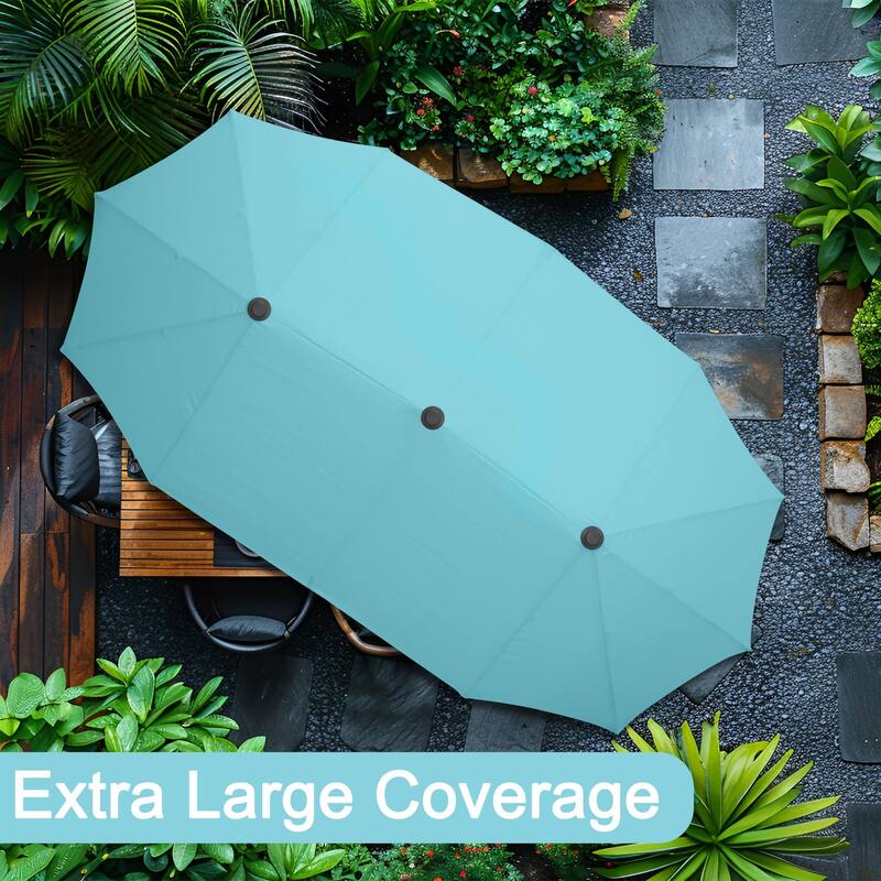 Autlaycil 13 ft Patio Umbrella with Crank Outdoor Umbrella with Base