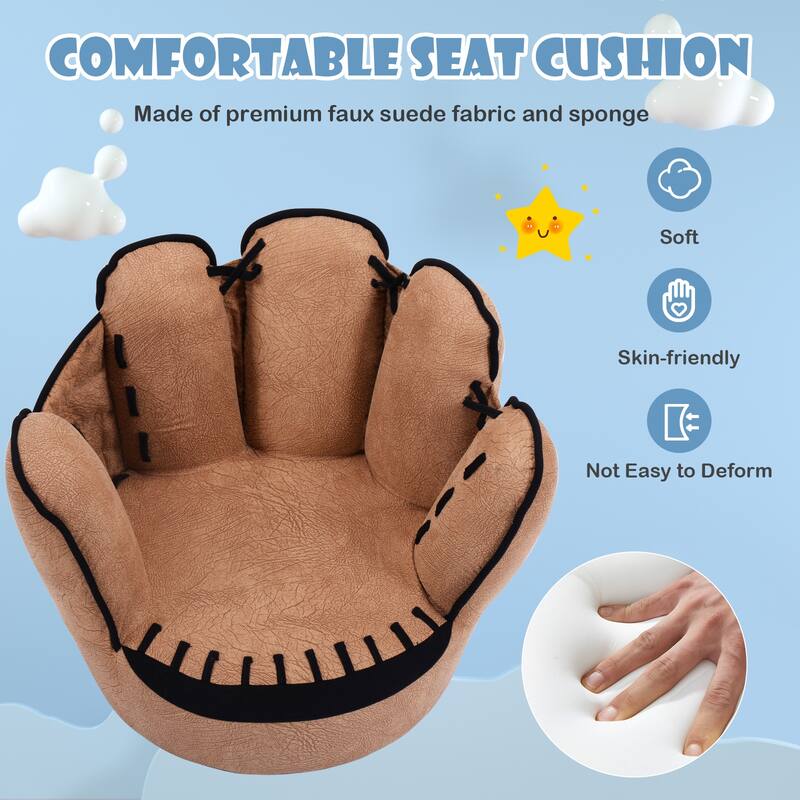 Five Fingers Baseball Glove Shaped Kids Sofa with Fun and Durable Seating for Young Baseball Fans - 23" x 19" x 17"