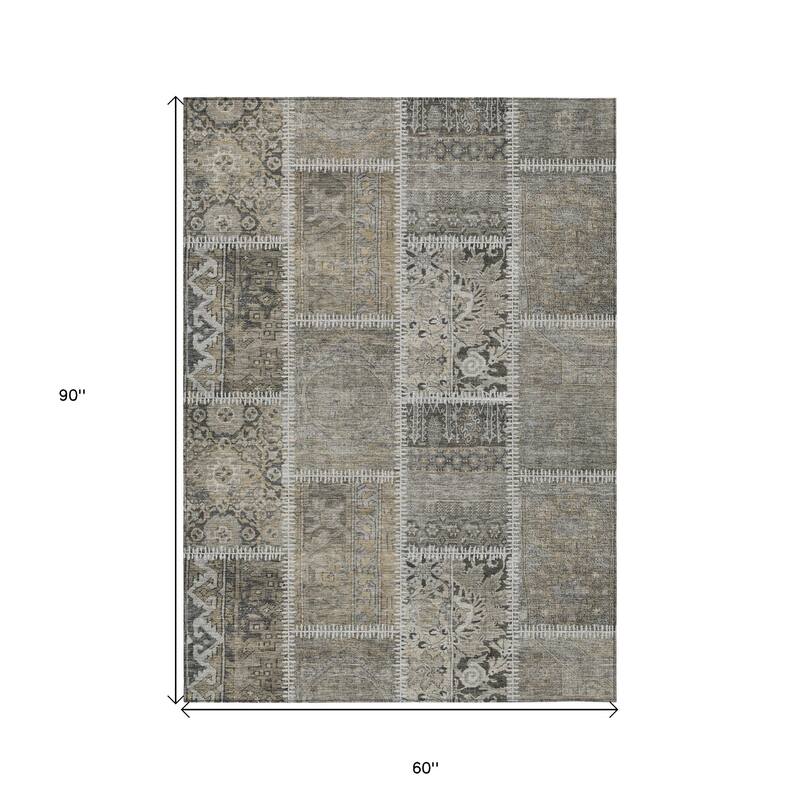 HomeRoots Patchwork Transitional Rectangle Outdoor Rug