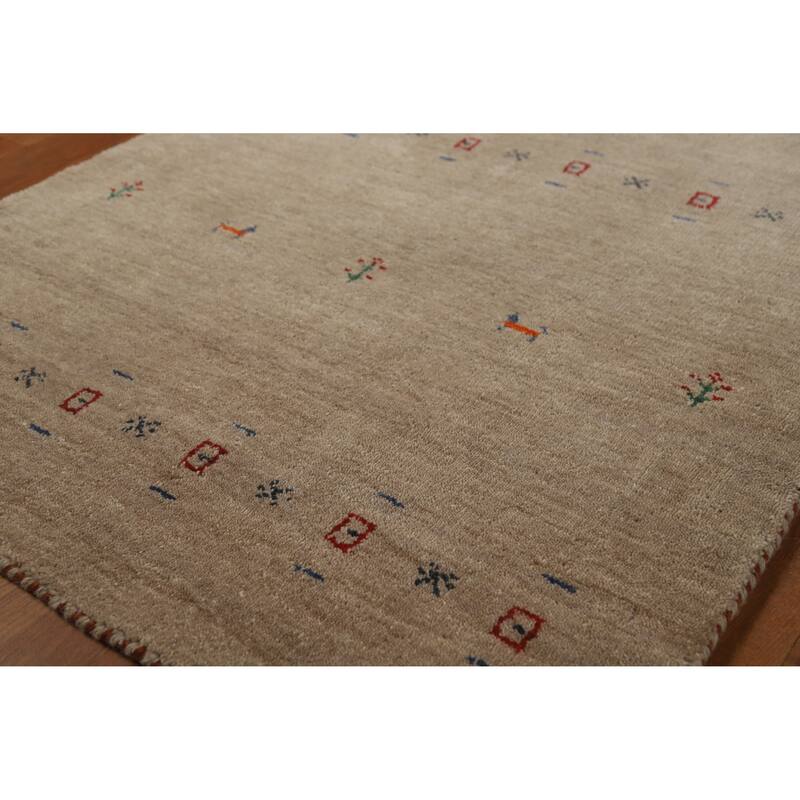 Hand Knotted Oriental 100% Wool Carpet Tribal Animal Pictorial Brown Gabbeh Area Rug - 4' 10'' X 3' 1''