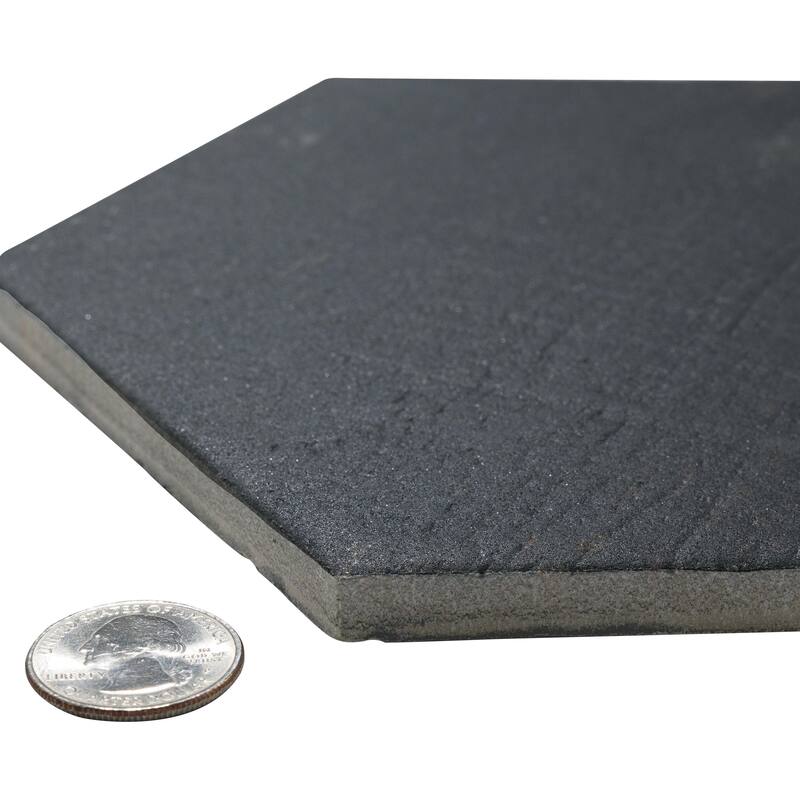 Merola Tile Retro Mini Hex Nero 7" x 8" Porcelain Floor and Wall Tile
