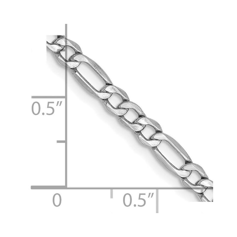 Curata 14k White Gold 3.5mm Semi-solid Figaro Chain Bracelet - 8 Inch