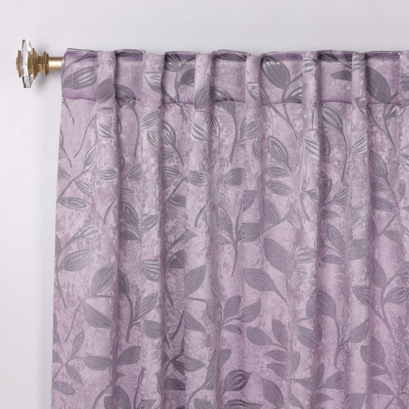 Superior Leaves Machine Washable Room Darkening Curtains with Back Tabs, Set of 2