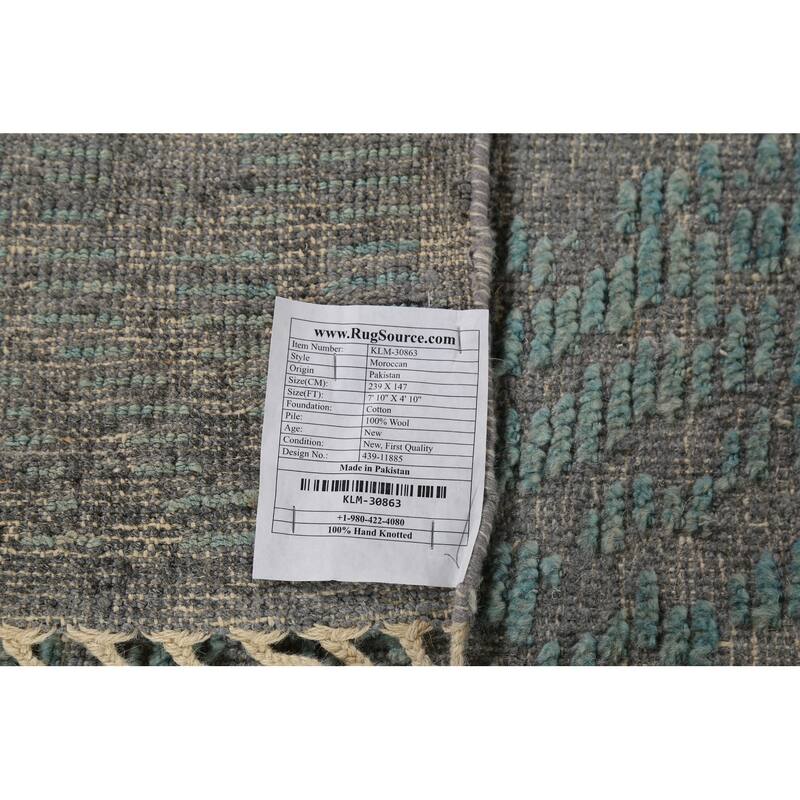 All-Over Abstract Moroccan Oriental Area Rug Hand-Knotted Wool Carpet - 4'10"x 7'10"