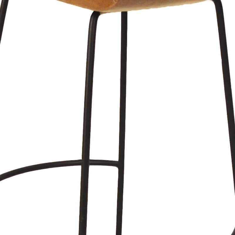 HomeRoots Set of Two 25" Natural And Black Steel Backless Counter Height Bar Chairs