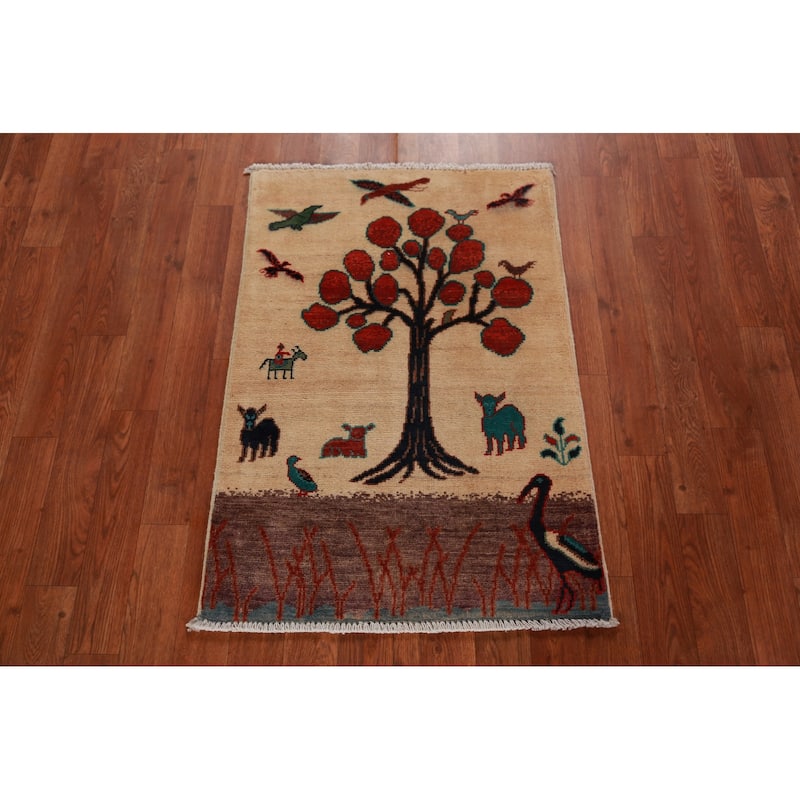 Pictorial Kazak Oriental Foyer Rug Handmade Wool Carpet - 2'0"x 3'0"