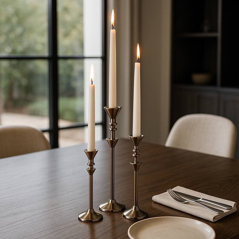 Metal Candle Sticks Sleek Modern Design Home Decor - 10/13/16" Bronze - 3.75" x 3.75" x 15.5"