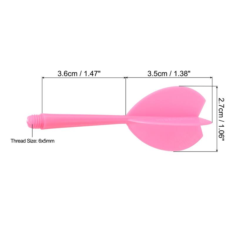 Integrated Dart Shaft & Flights, 9 Pack Plastic Dart Flight Set - Pink