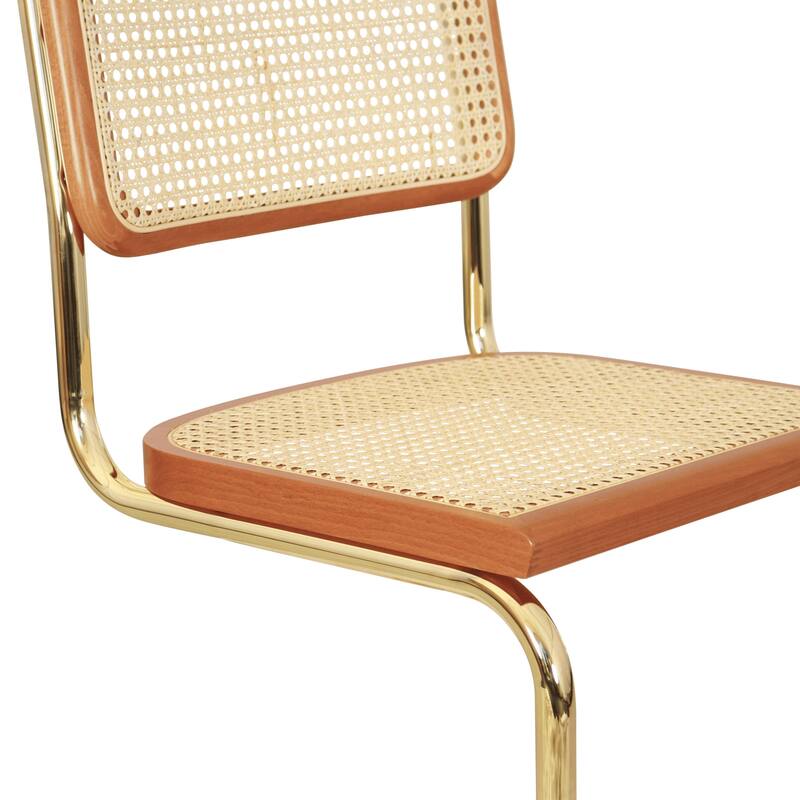 Breuer Chair Company Marcel Breuer Cesca Cane Cantilever Side Chair w/ Brass Steel Frame (Various Wood & Cane Colors)