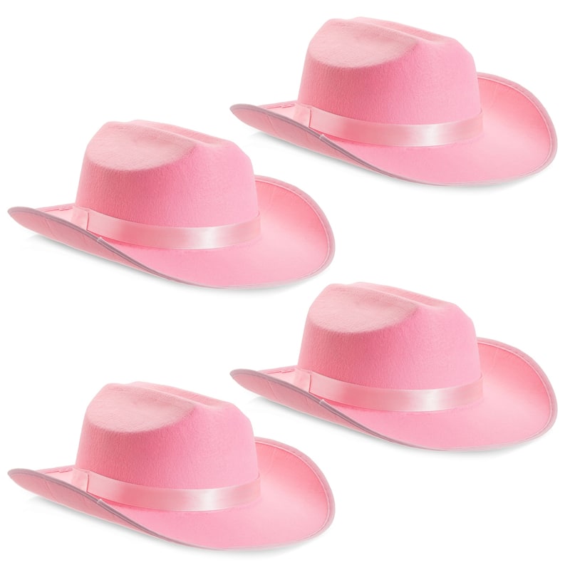 4 Pack Western Cowboy Hat for Kids, Girls, Pink Cowgirl Hat for ...