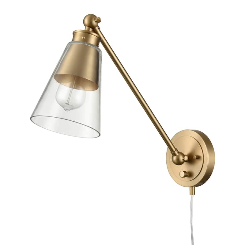 Elk Home Albany Brushed Gold With Clear Glass Shade Sconce