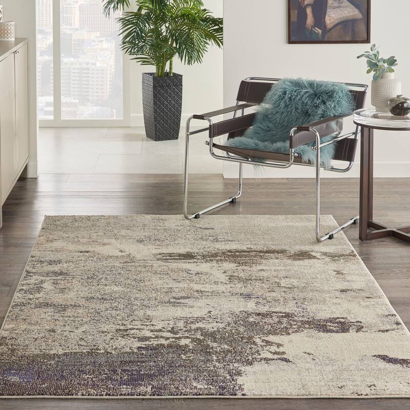 Nourison Modern Abstract Sublime Area Rug - 6' 7" x 9' 7" - Ivory/Grey - Runner/Rectangle