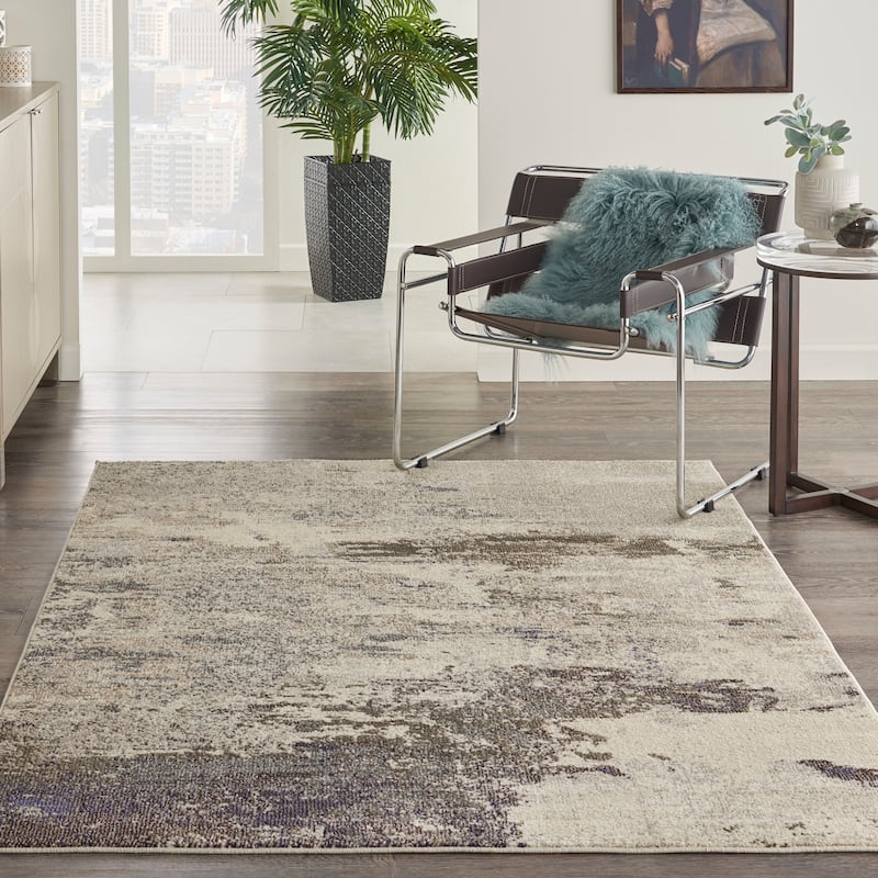 Nourison Modern Abstract Sublime Area Rug - 6'7" x 9'7" - Ivory/Grey