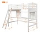 preview thumbnail 9 of 12, Multifunctional Design Wood Loft Bed with Built-in Storage Shelves, Desk and Ladder, Twin size, White