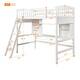 dimension image slide 2 of 3, Twin Size Loft Bed Frame with Shelves, Desk and Ladder, Versatility Solid Wood Storage Bed Frame for Kids, Teens