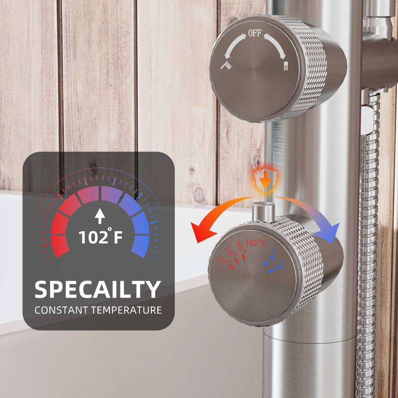 Modland Luxury Floor-Mounted Thermostatic Bathtub Faucet Freestanding with Hand Shower