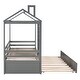 preview thumbnail 16 of 25, Twin House Bed with Trundle & Guardrail