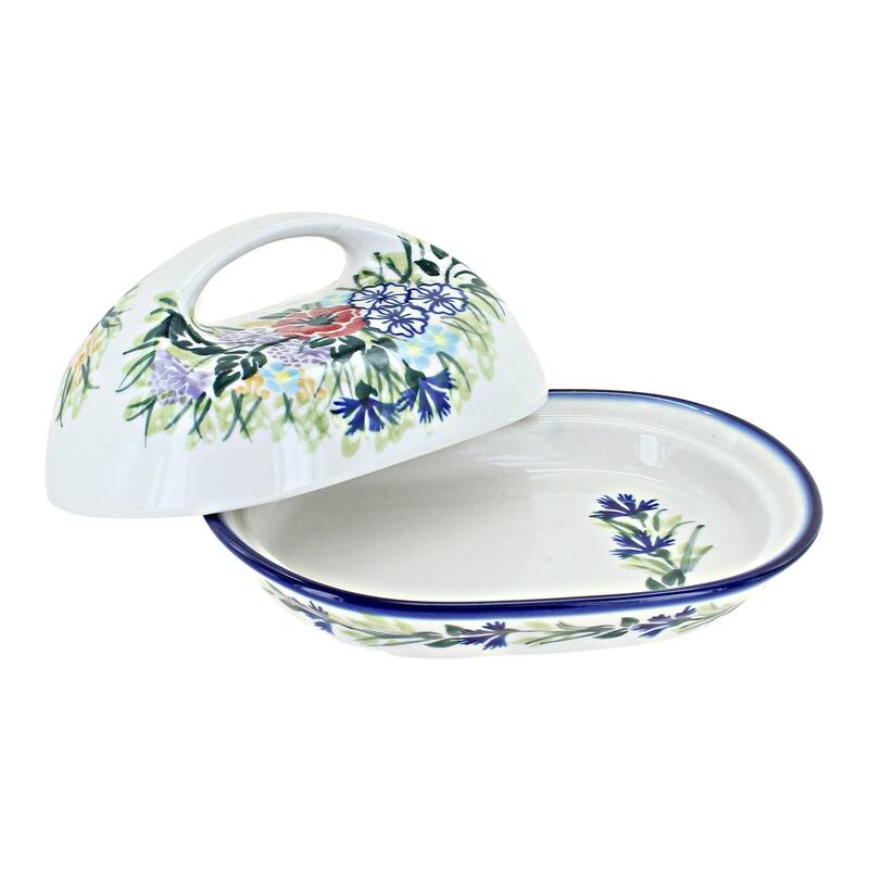 Blue Rose Polish Pottery 15A WR Unikat Butter Dish