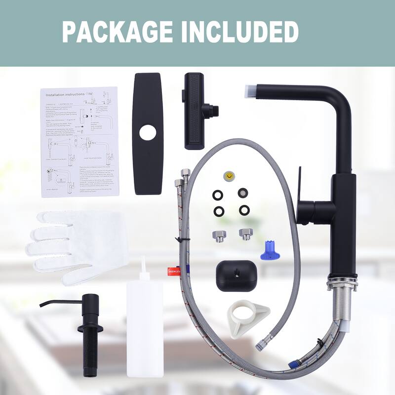 WOWOW 3-Mode Pull Down Sprayer Kitchen Faucet with Soap Dispenser