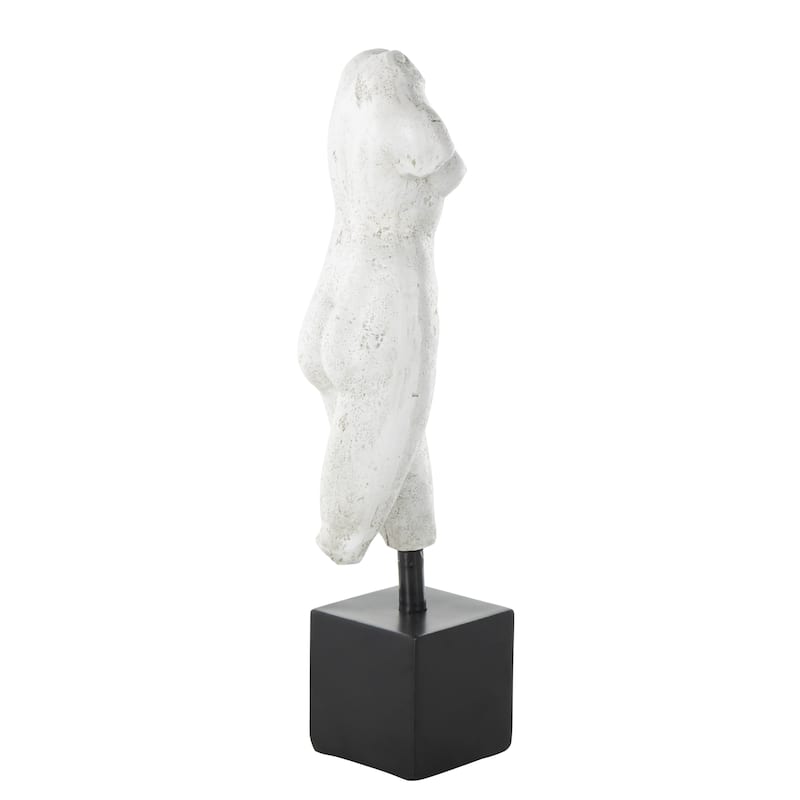 Polystone People Decorative Sculpture with Black Square Base - Cream - Roche River Decor