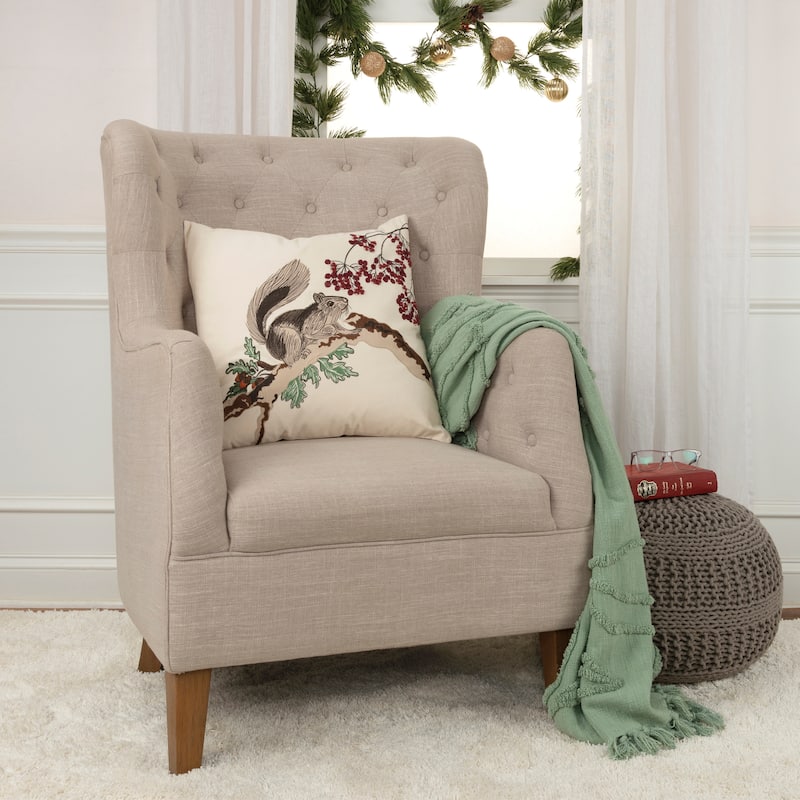 Rizzy Home Woodland Squirrel Throw Pillow