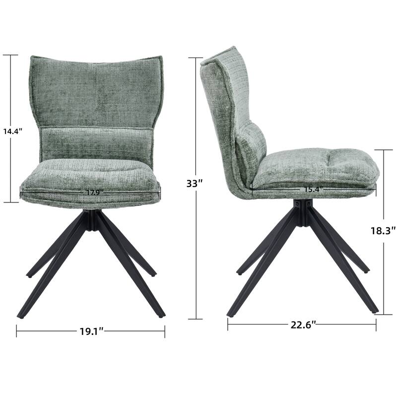 Modern Upholstered Swivel Dining Chairs Accent Side Chairs with Metal Legs