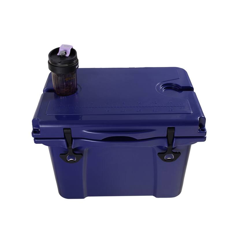 25QT Portable Cooler, Insulated Hard Cooler with Bottle Opener, Cup Holder, Forming Ruler, Travel, Beach, Camping, Fishing
