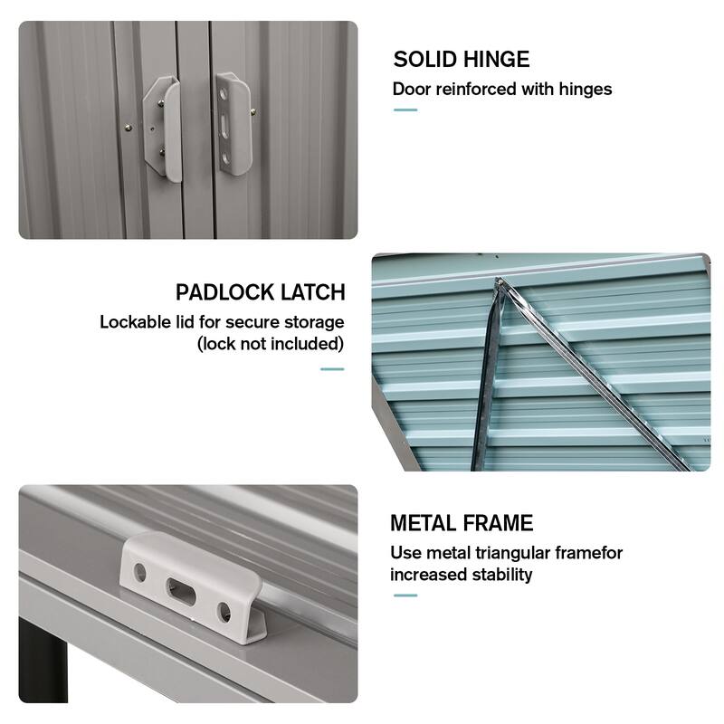 Garbage Bin Shed Stores 3 Trash Cans Metal Outdoor Bin Shed for Garbage Storage,Stainless Galvanized Steel, Bin Shed
