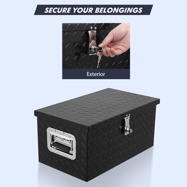 20 Inch Aluminum Diamond Plate Tool Box With Lock and Keys - Bed