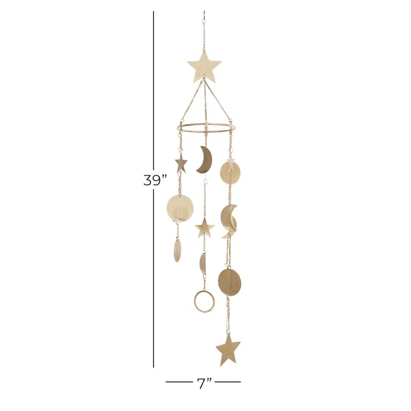 Metal Moon and Star Indoor Outdoor Windchime - Gold - Roche River Decor