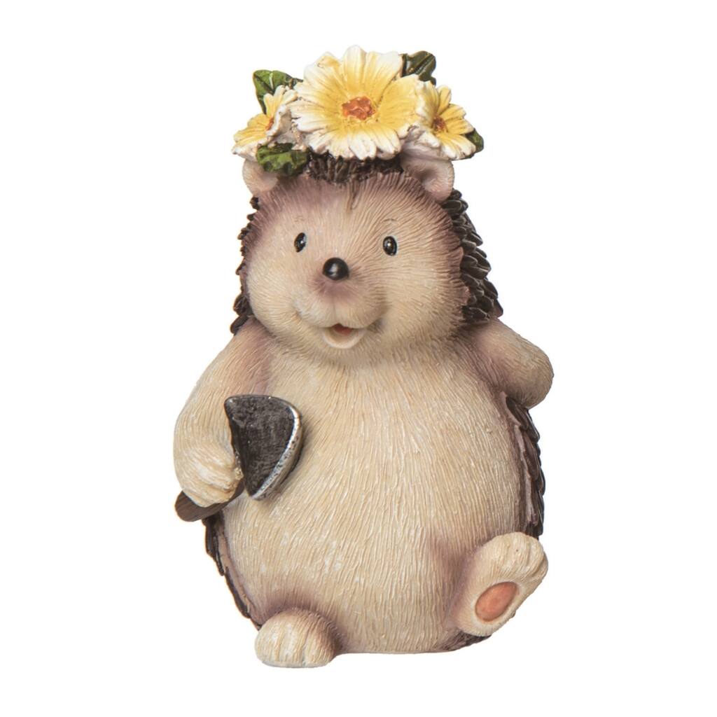Transpac Resin 5" Brown Spring Flower Crown Hedgehog Figurine