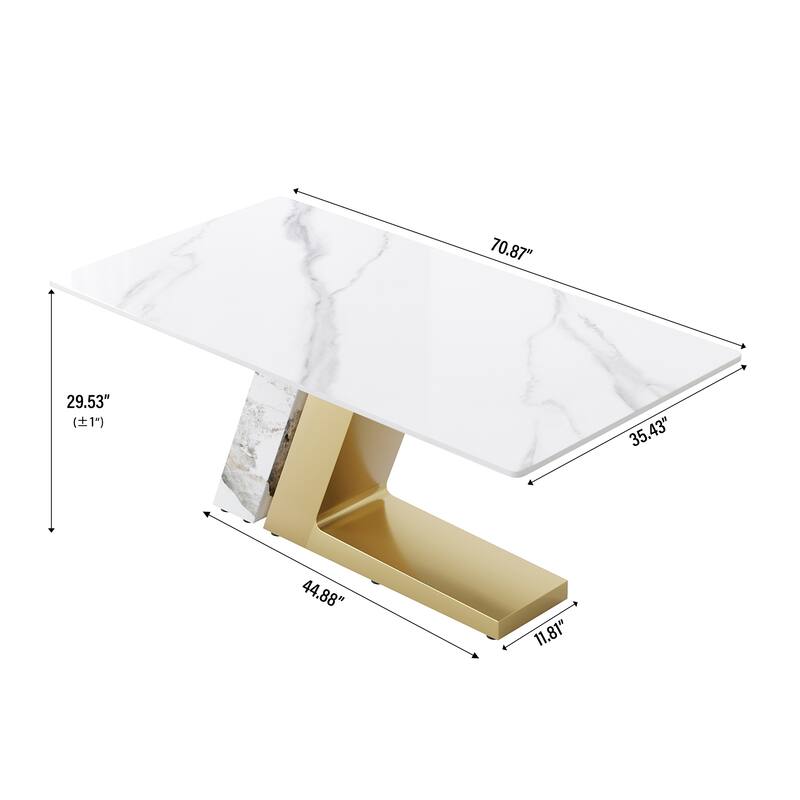 Faux Marble Dining Table Slate Table for Dining Room Kitchen