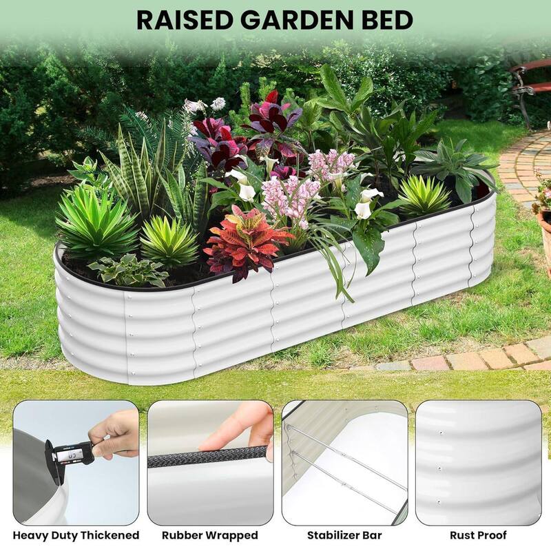 8x2x1.5ft Galvanized Raised Garden Bed, Planter Box for Vegetables, Flowers, Fruits