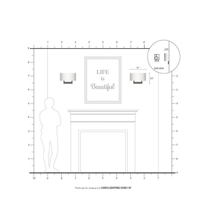 Livex Lighting 2-light Brushed Nickel Wall Sconce, 42401-91 - 14" W X 9.5" H X 3.95" EXT