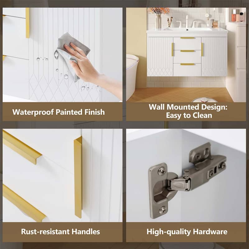 Wall Mounted Bathroom Storage Cabinet with 2 Drawers,with Top Sink