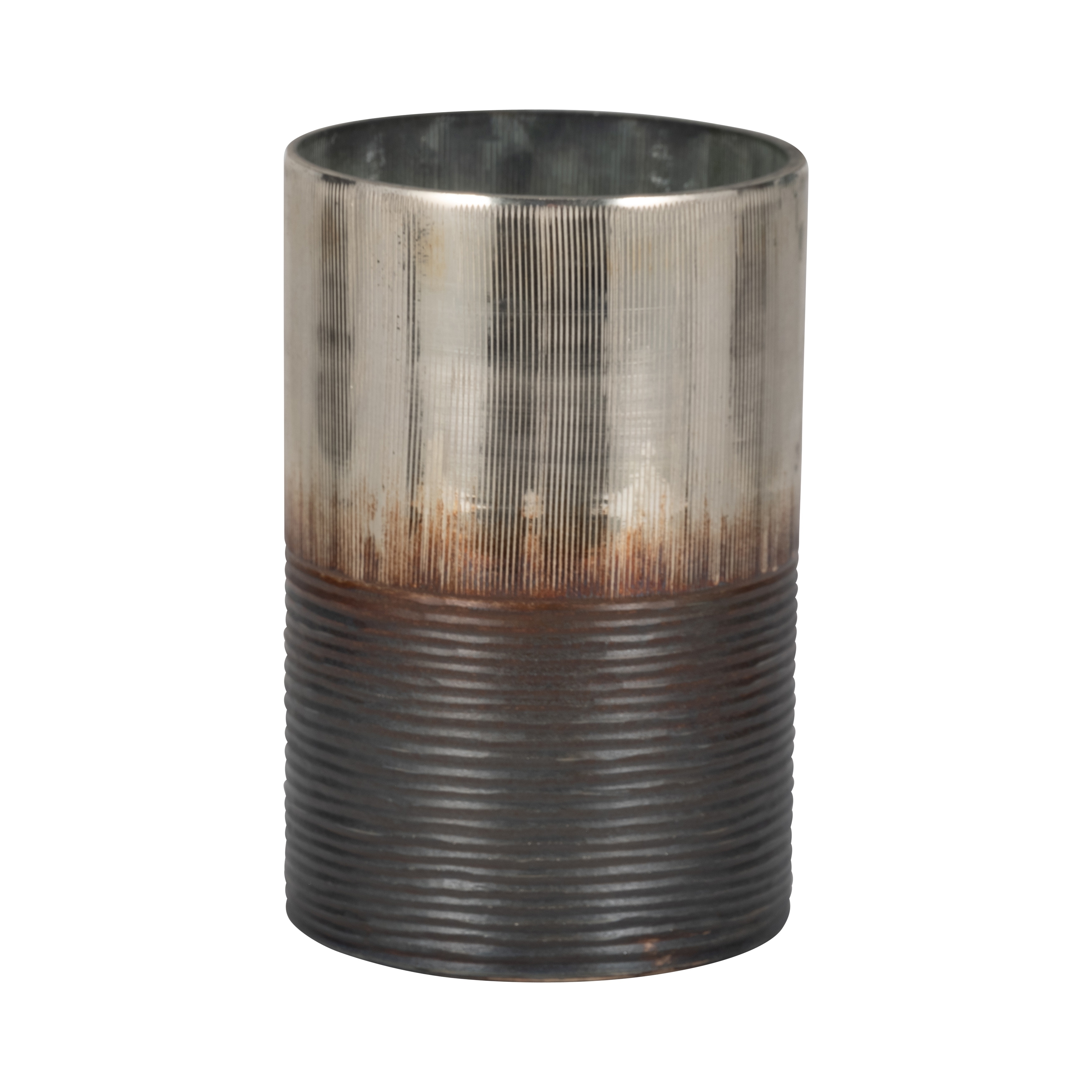Sagebrook Home Glass Vases Modern Decorative Ribbed Cylinder Vase in High-Quality Glass