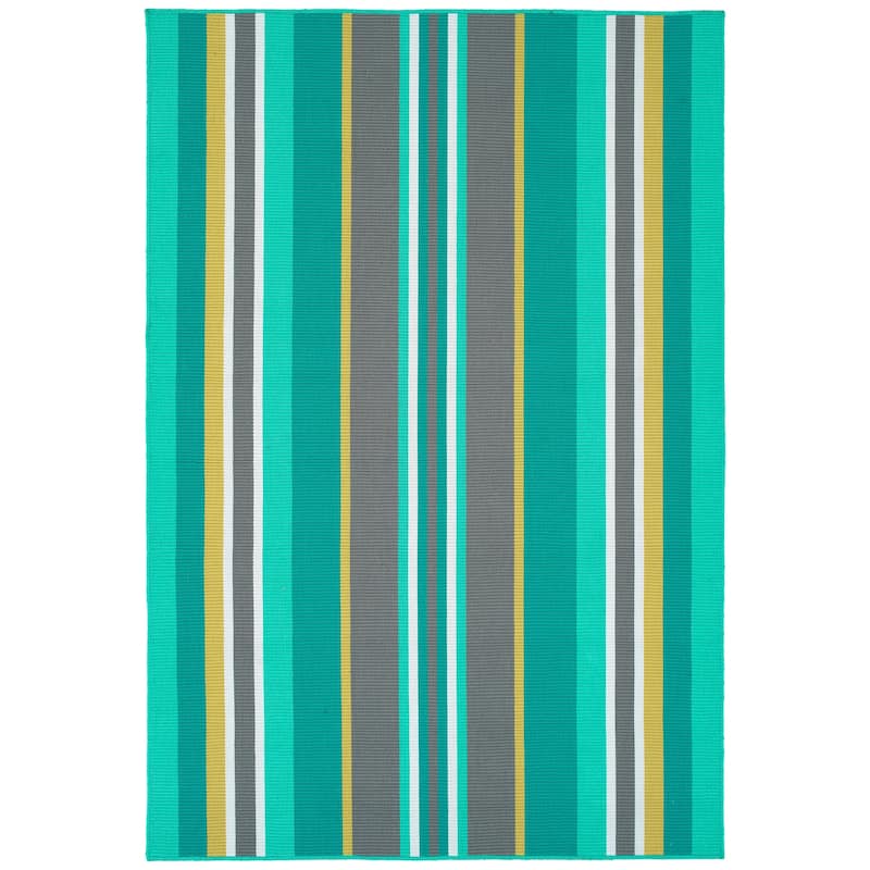 Voavah Teal Hand-Made Flatweave Indoor/Outdoor Area Rug - 5' x 7'6"