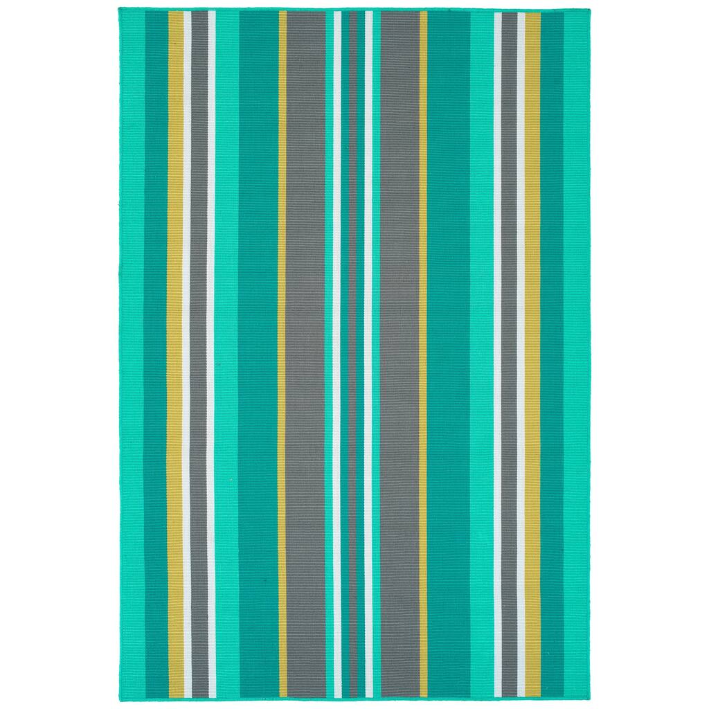Voavah Teal Hand-Made Flatweave Indoor/Outdoor Area Rug